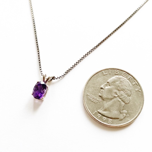 Vintage Sterling Silver Amethyst Pendant Necklace - Picture 3 of 7